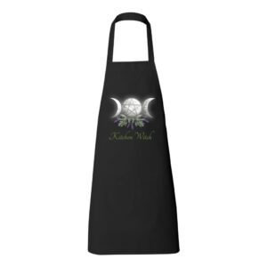 Kitchen Witch Apron with Triple Moon Pentacle & Lavender Design