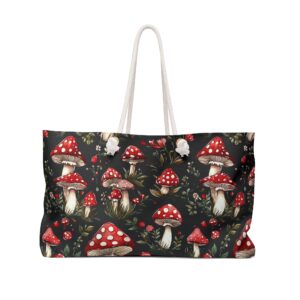 Whimsical Mushroom Weekender Bag - Stylish Travel Tote for Nature Lovers