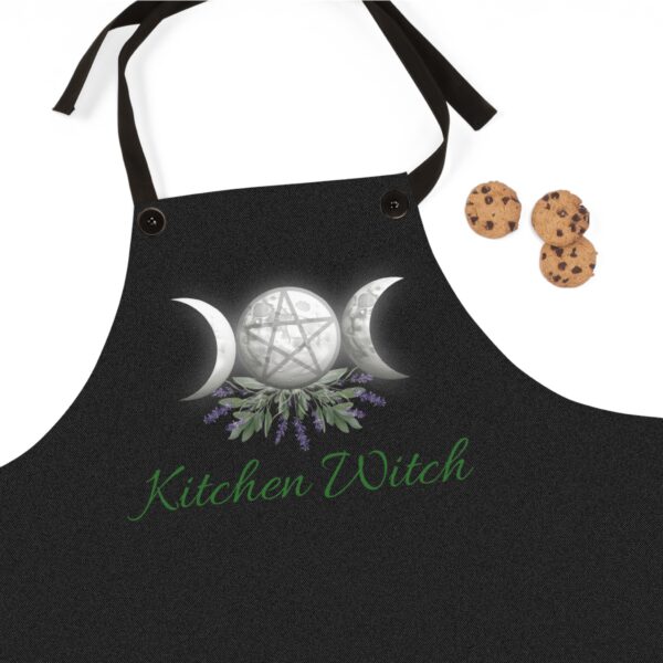 Kitchen Witch Apron with Triple Moon Pentacle & Lavender Design Kitchen Witch Apron, Magical Cooking Gift, Culinary Arts Gift, Witchcraft Kitchenware, Unique Chef Apron, Kitchen Accessory - Image 2